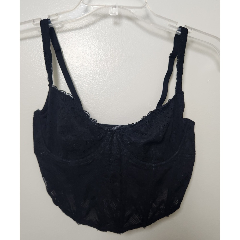 Hollister Black Lacy Bralette Corset Size‎ Small Medium Dark Coquette Goth Sexy
